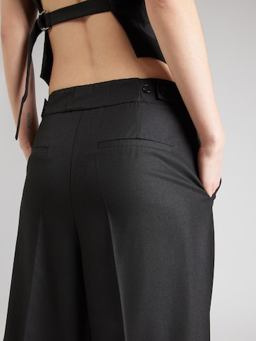 co'couture Široký strih Nohavice s pukmi - Čierna