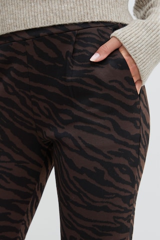 ICHI Skinny Pleat-Front Pants in Brown