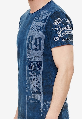 Rusty Neal T-Shirt mit modernem Front & Back Print in Blau