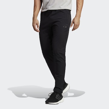 ADIDAS PERFORMANCE Slim fit Workout Pants in Black: front