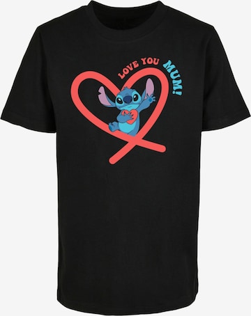 ABSOLUTE CULT Shirt 'Mother's Day - Lilo and Stitch Love you Mom' in Black: front