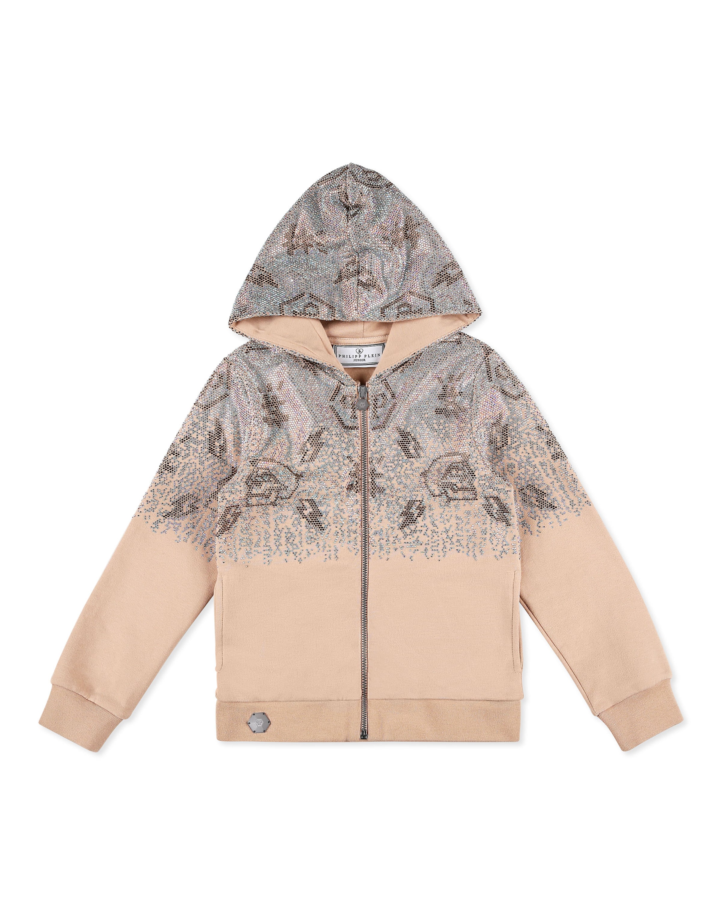 Philipp Plein - Sudadera con cremallera en beige: frente