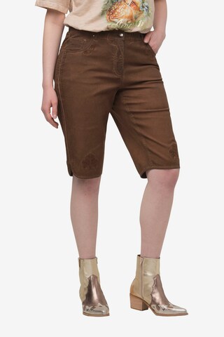 Ulla Popken Regular Traditional Pants in Brown: front