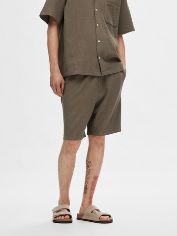 Pantalon SELECTED HOMME en marron : devant