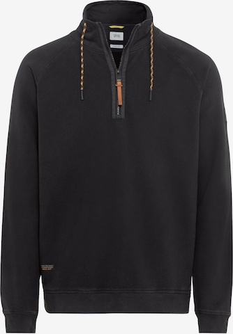 CAMEL ACTIVE Sweatshirt mit Stehkragen aus reiner Baumwolle in Schwarz: predná strana