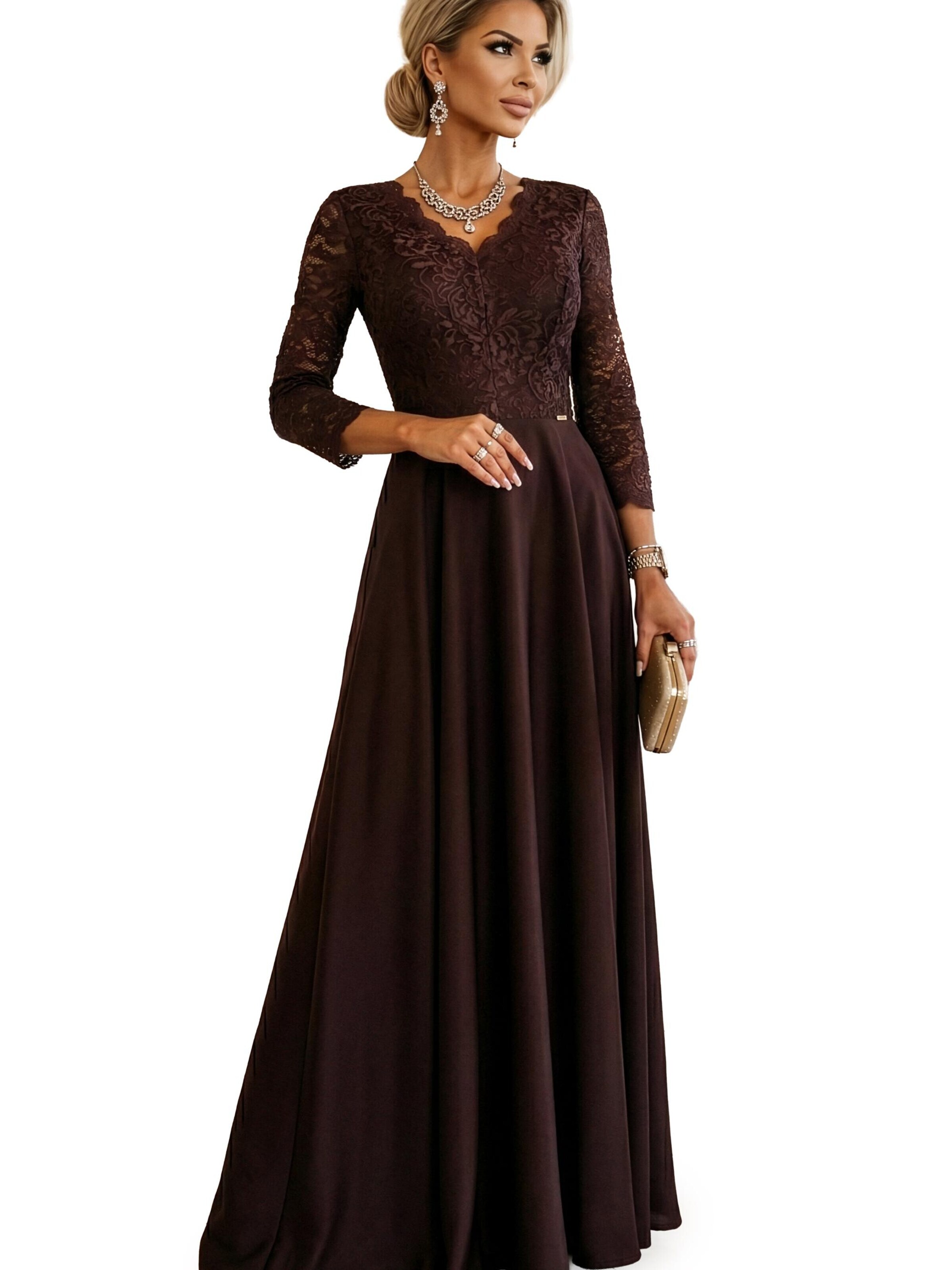 Numoco Abendkleid 'Maxikleid Amber'‌‌‌‌‌‌‌‌ in Braun