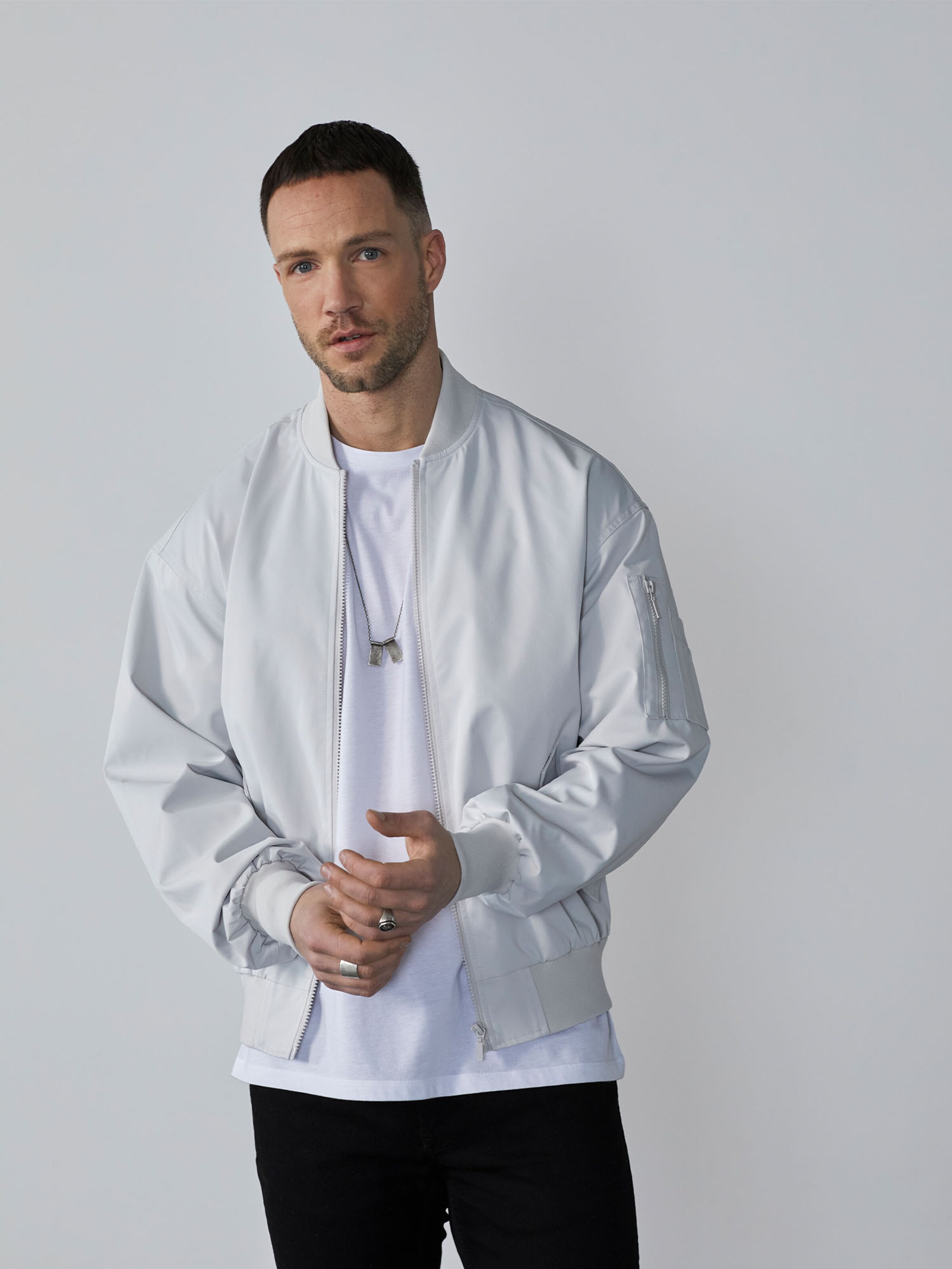 DAN FOX APPAREL Jacket 'Kalle' in light grey