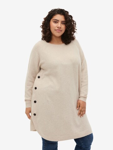 Zizzi - Vestido de punto 'Sunny' en beige: frente