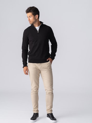 TEESHOPPEN Sweater ' Pullover Half ' in Black
