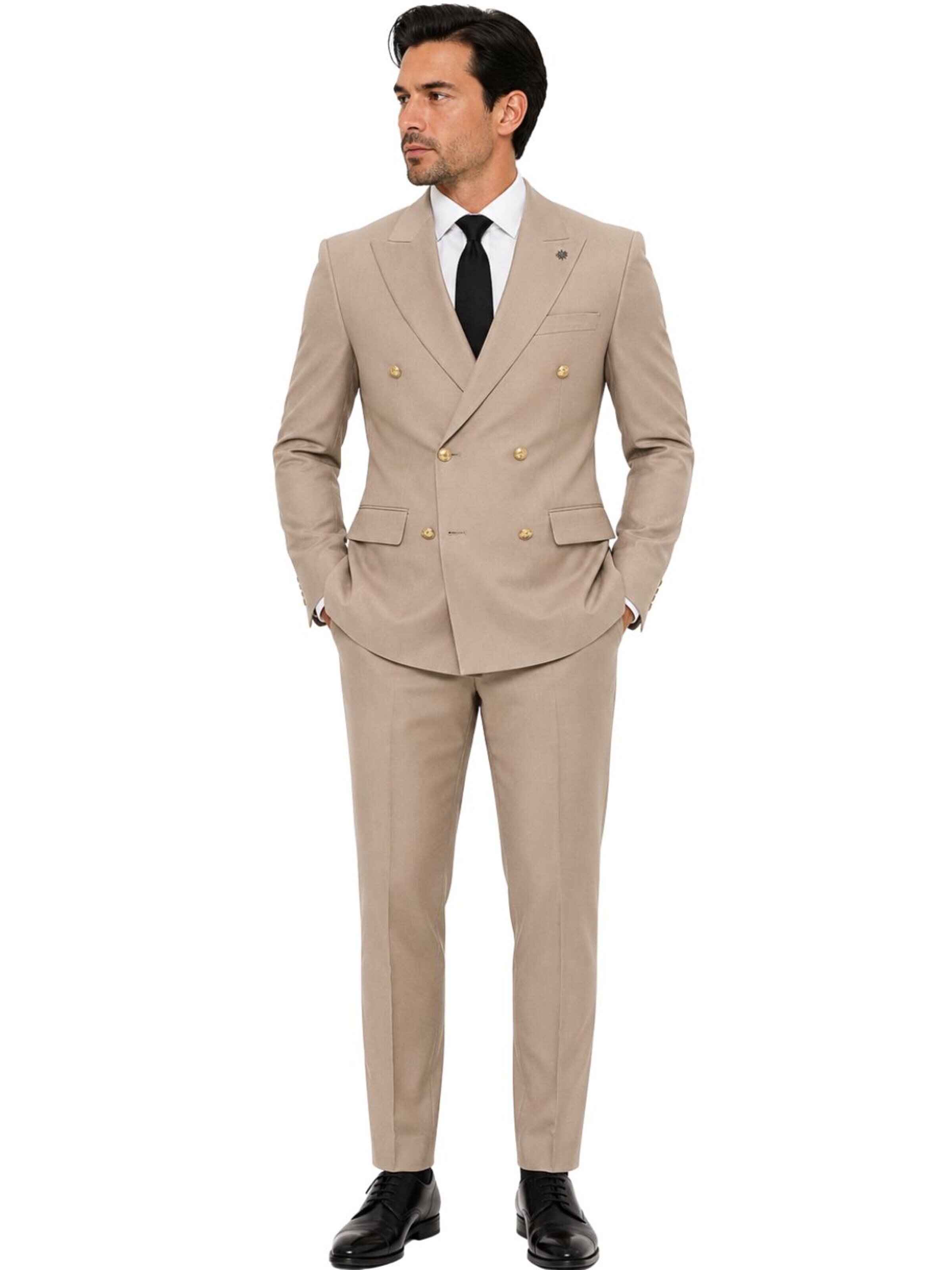 Guild Suit 'Slim Fit Zweireiher Anzug - Metallknopf' in 46 in Dark beige, Item view