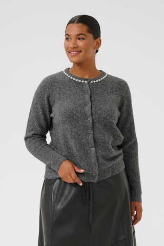 KAFFE CURVE Knit cardigan 'Croxia ' in Grey: front