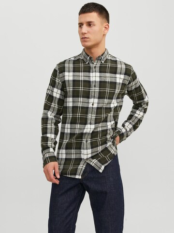 JACK & JONES Regular fit Button Up Shirt in Green: front