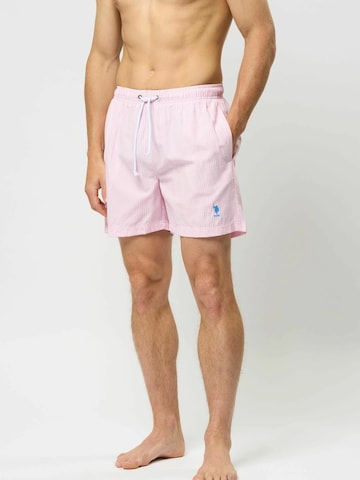 U.S. POLO ASSN. Zwemshorts 'Briggs' in Roze: voorkant