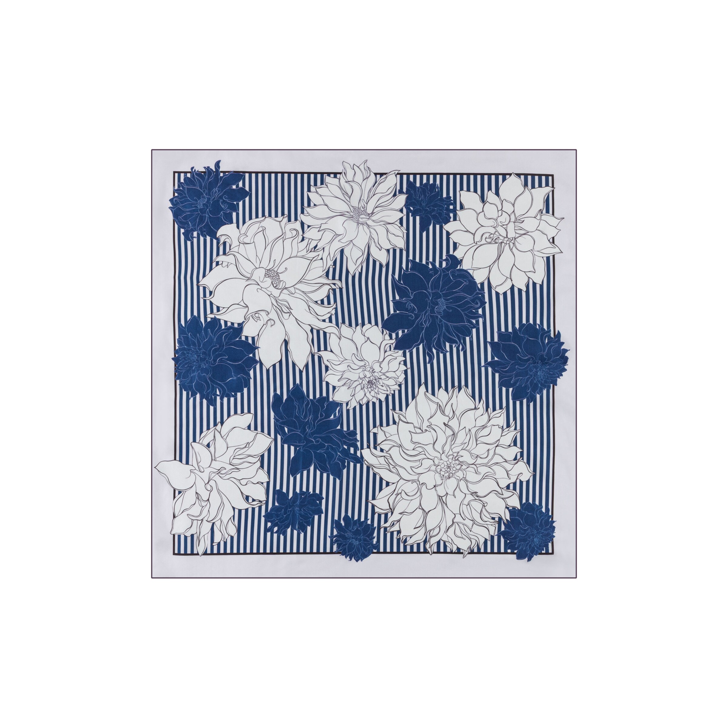 Foulard 'DAHLIAS & STRIPES' Roeckl en bleu