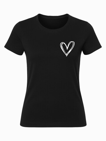 Banco Shirt 'Heart - Black or White' in Black: front