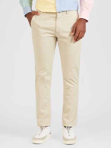 Coupe slim Pantalon chino BOSS en beige : devant