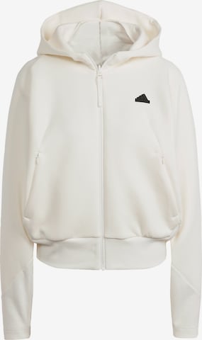 ADIDAS SPORTSWEAR - Casaco de treino em moletão 'W Z.N.E. FZ' em branco: frente