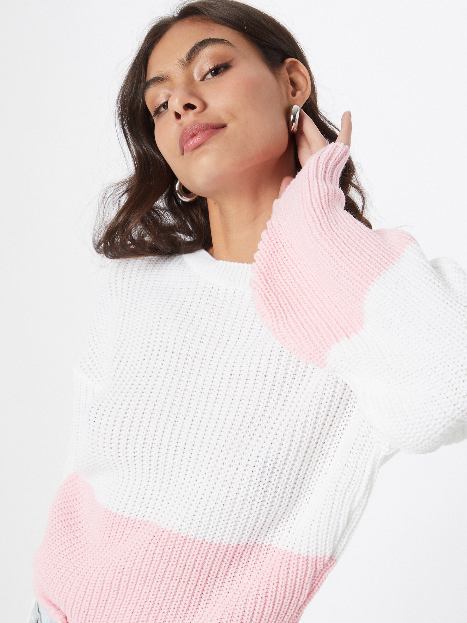 Femme Luxe Pullover PAOLA in Weiß, Rosa 