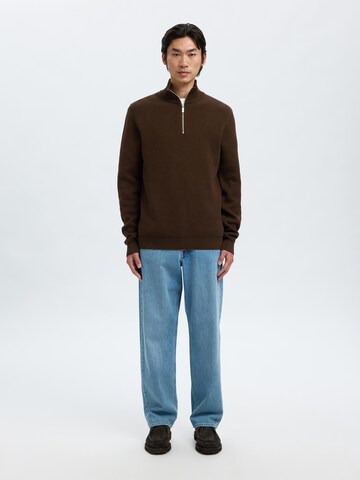 Pull-over 'SLHDANE' SELECTED en marron