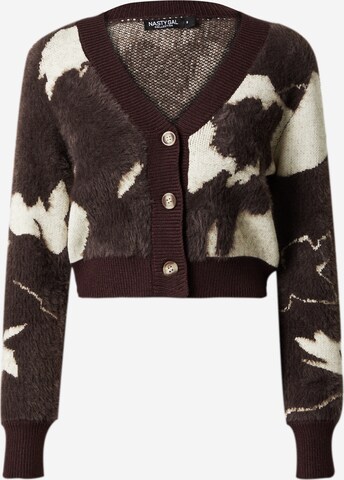 Nasty Gal Knit Cardigan in Brown: front