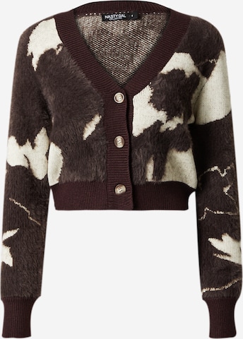 Nasty Gal Knit cardigan in Brown: front