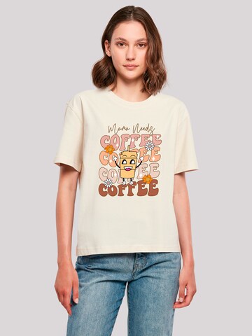 F4NT4STIC Shirt 'Mothers Day Coffee Lover Mom Caffeine Addiction Coffee Cup' in Beige: front