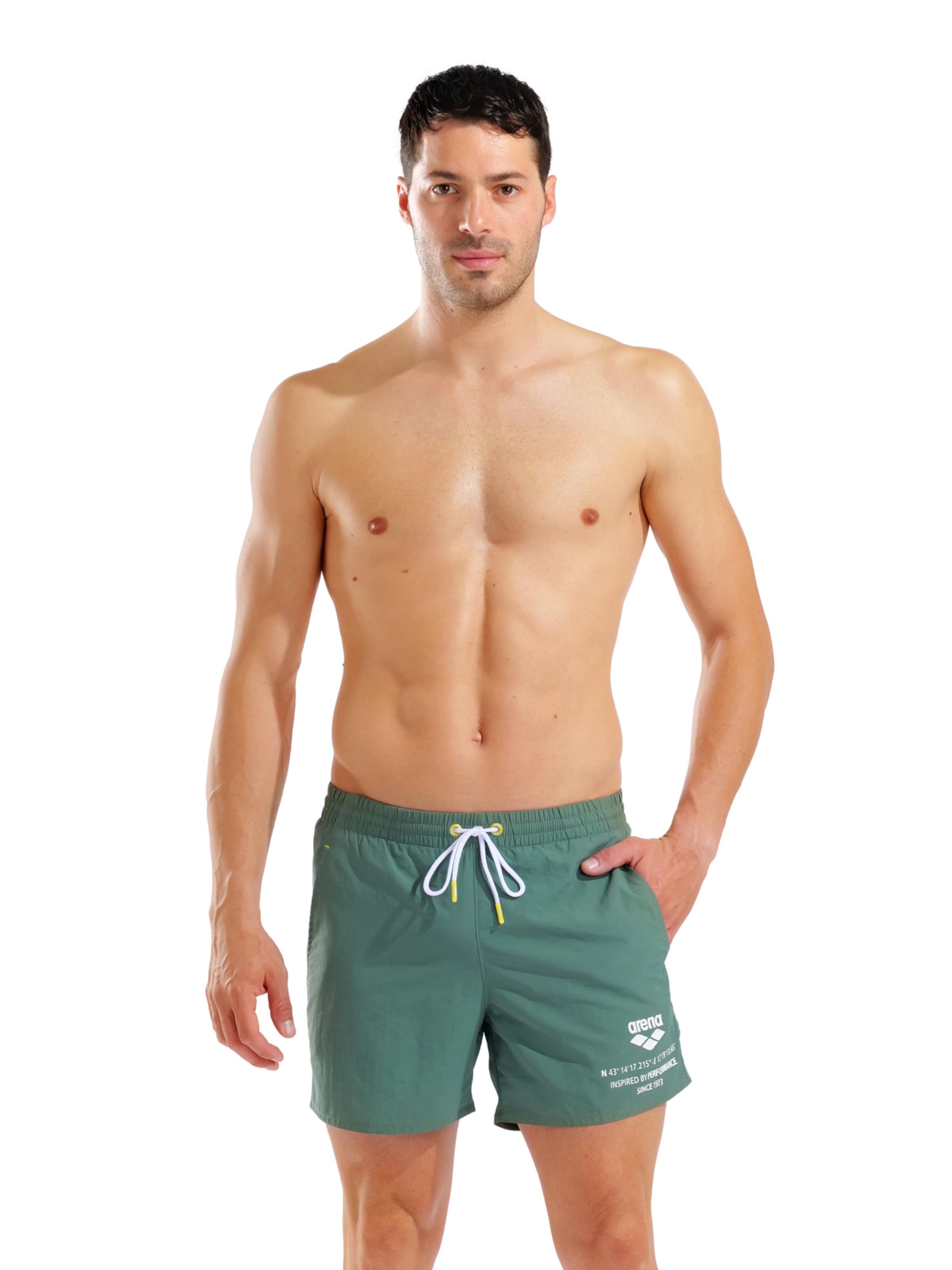ARENAKupaće hlače 'GRAPHIC BEACH SHORT' - zelena boja: prednji dio