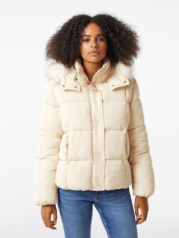 Bershka Winter Jacket in Beige: front