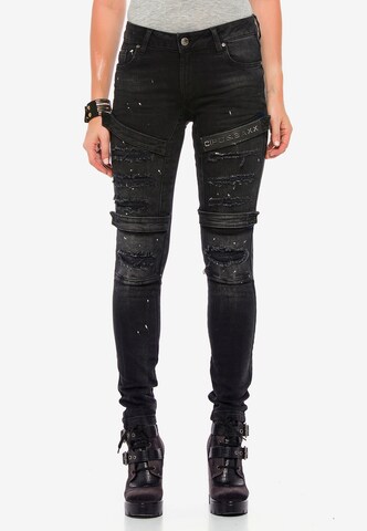 CIPO & BAXX Slimfit Jeans in Zwart: voorkant