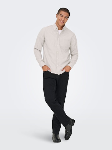Only & Sons Regular fit Button Up Shirt in Grey