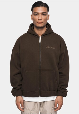 Dropsize Zip-Up Hoodie in Brown: front