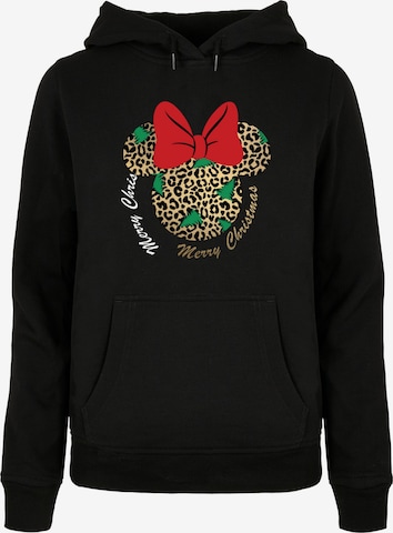 Sweat-shirt 'Minnie Mouse - Leopard Christmas' ABSOLUTE CULT en noir : devant
