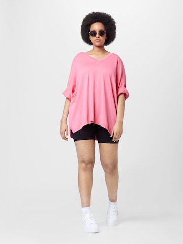 Fransa Curve Pullover 'Blume' in Pink