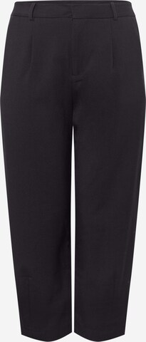 KAFFE CURVE Tapered Pleat-Front Pants 'Meta' in Black: front