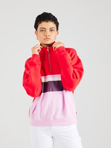 LEVI'S ® Sweatshirt 'Graphic Cb Rue 1/4 Zip' in Red: front