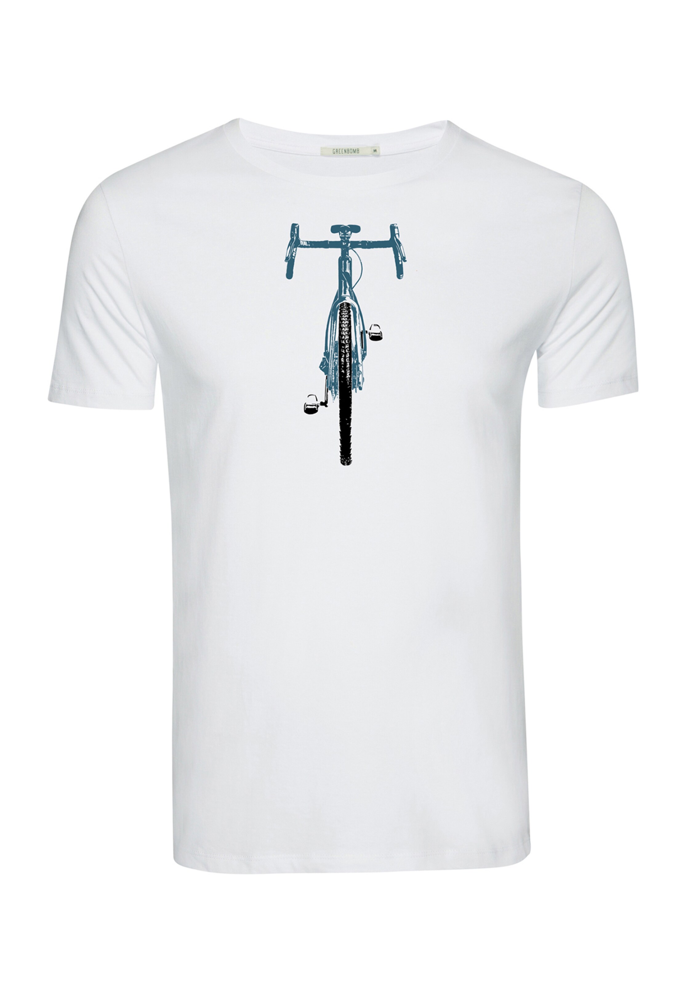 GREENBOMB T-Shirt 'Bike Front Stamp' in Weiß: Vorderseite