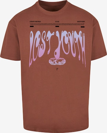 T-Shirt 'Authentic' Lost Youth en marron : devant