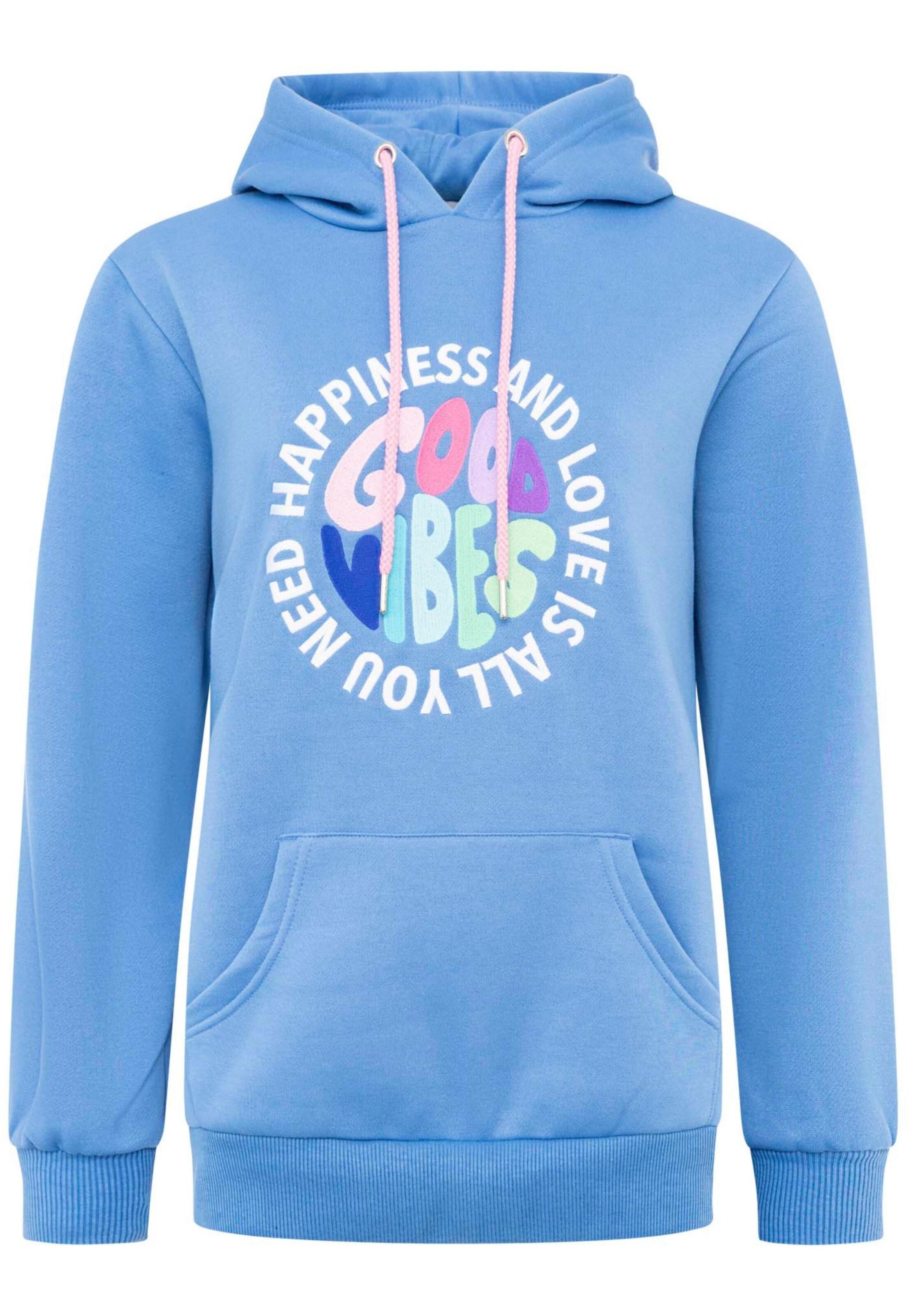 Sweat-shirt Zwillingsherz en bleu : devant