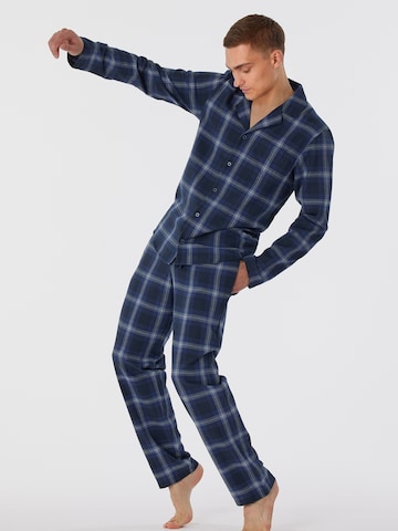SCHIESSER Long Pajamas ' Warming Nightwear ' in Blue