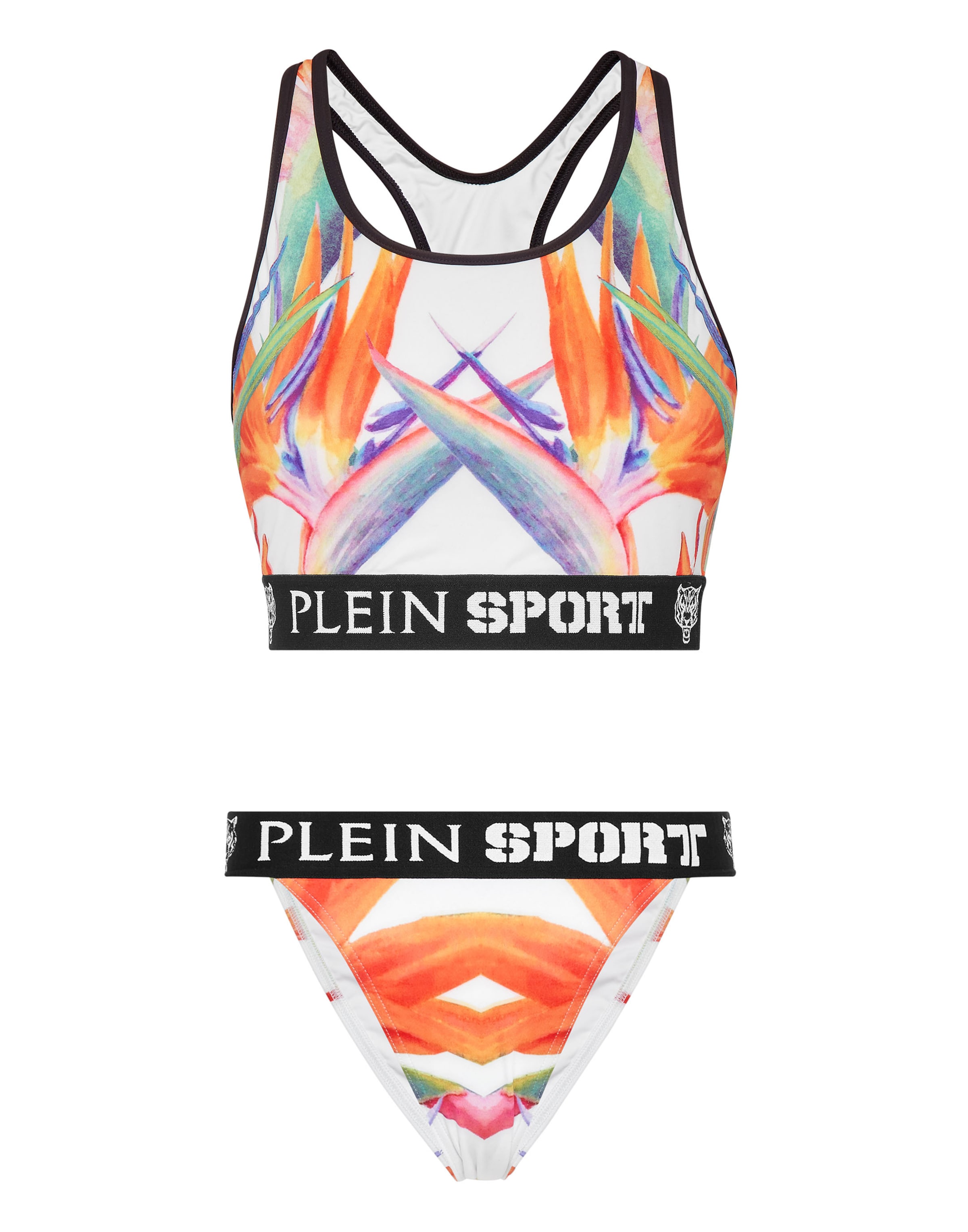 Plein Sport - Bustier Bikini 'Flowers' en blanco: frente
