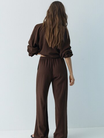 Pull&Bear Wide Leg Bukser i brun