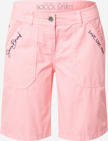 Soccx Loosefit Broek in Roze: voorkant