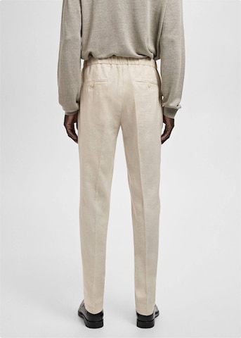 MANGO MAN Regular Pleated Pants 'Salerno' in Beige