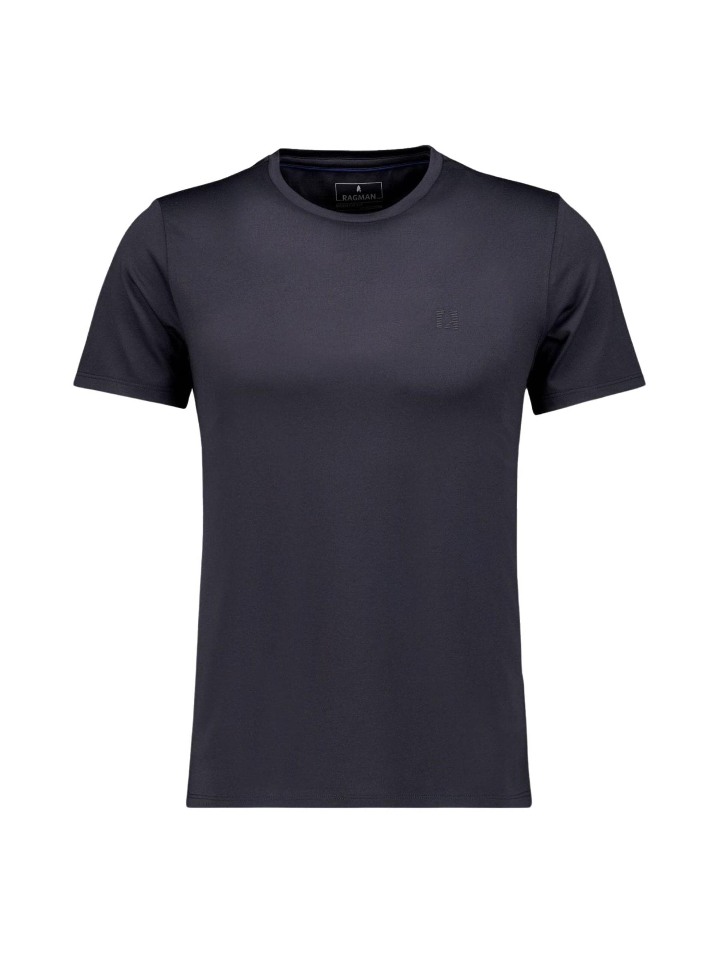 Ragman Shirt 'RAGMAN T-SHIRT M/M T-SHIRT' in Zwart: voorkant