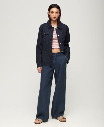 Superdry Wide leg Broek in Blauw: voorkant