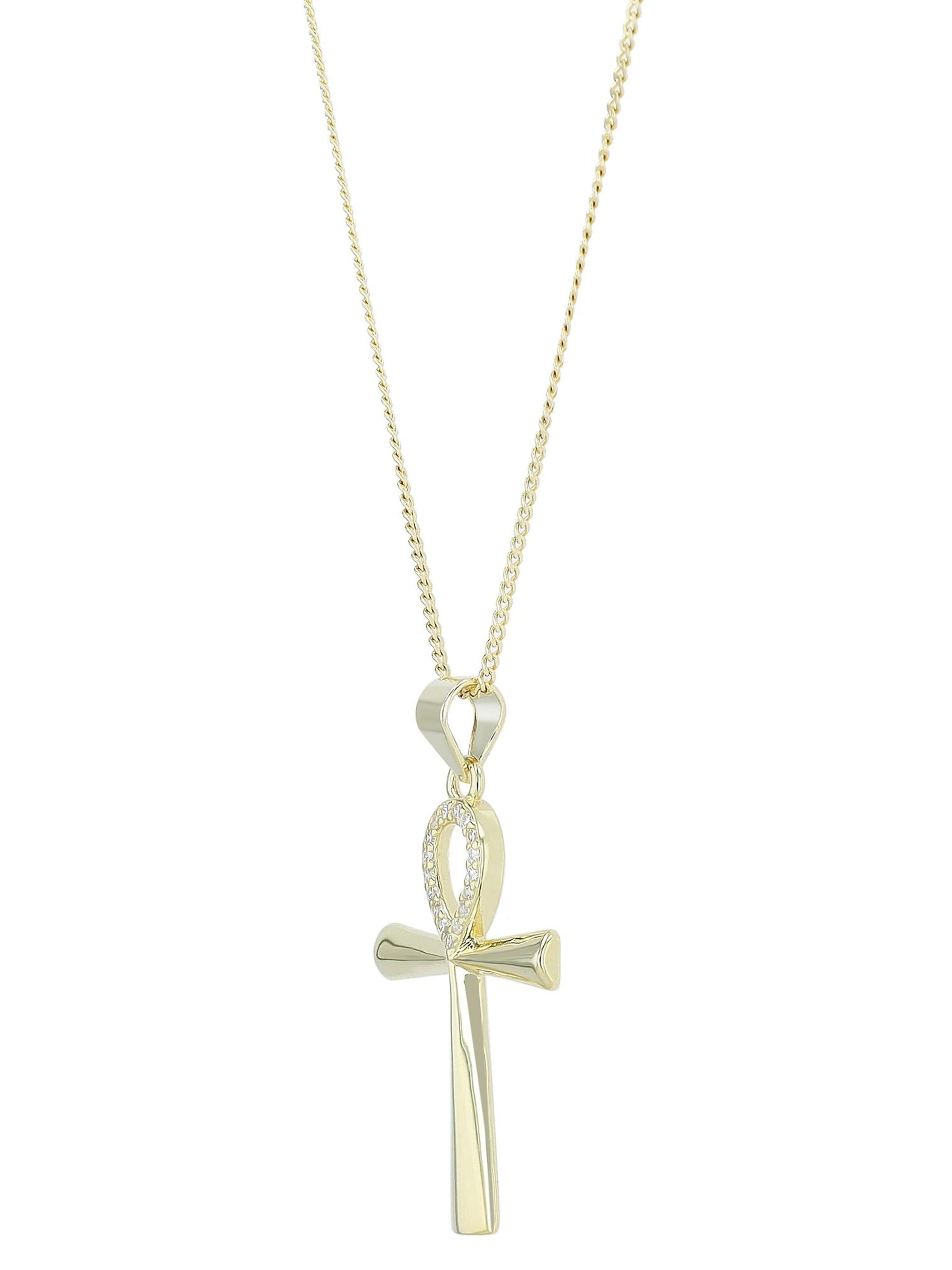 Akzent Pendant '"Ankh" aus 925 Sterlingsilber, rhodiniert, langlebig' in Gold: front