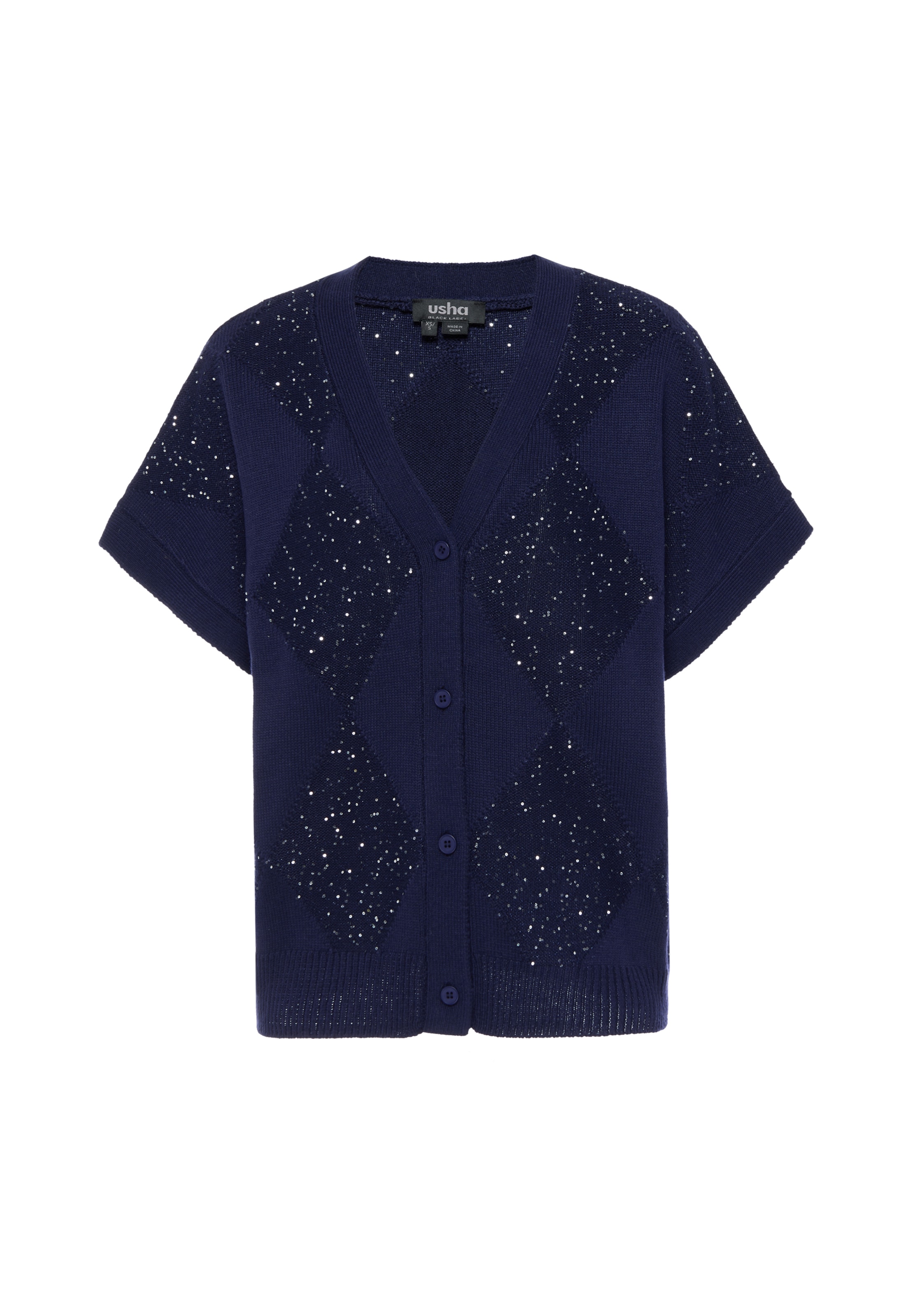 usha BLACK LABEL Gebreid vest in Blauw: voorkant