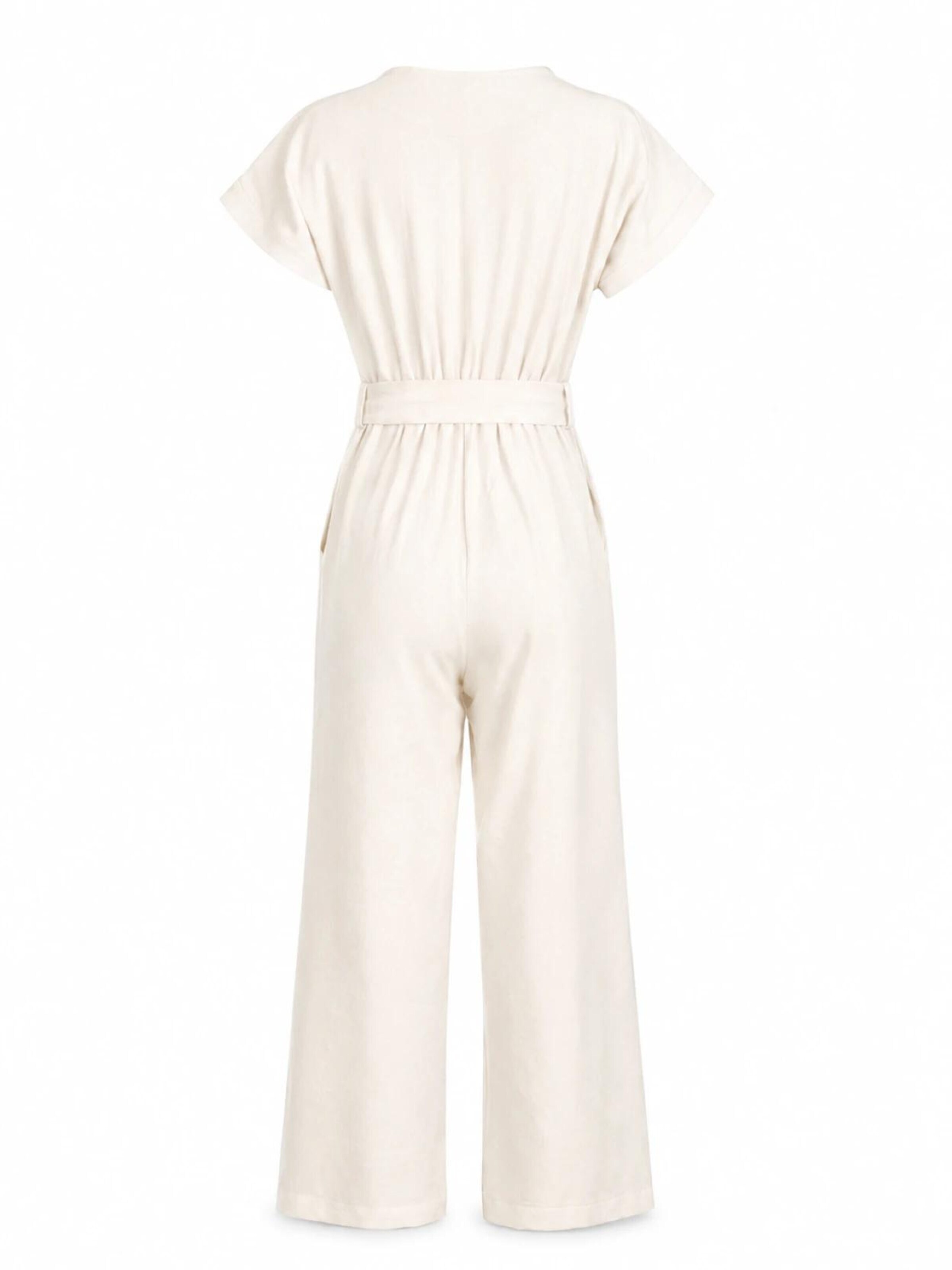 BIBI SAKALIEVA - Jumpsuit 'Cloud White Wide-Leg Jumpsuit with Belt' en blanco