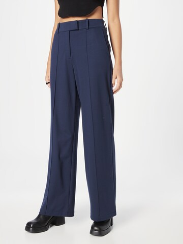 ESPRIT Wide leg Trousers with creases in Blue: front