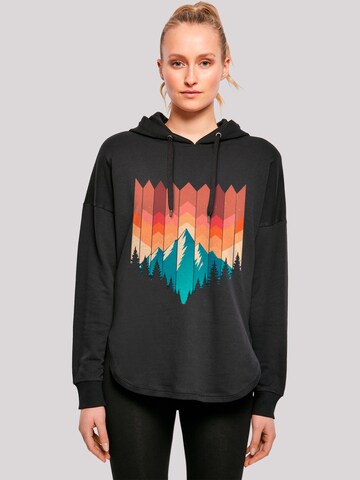 F4NT4STIC Sweatshirt 'Berg Sonnenuntergang Geometrisch' in Zwart: voorkant